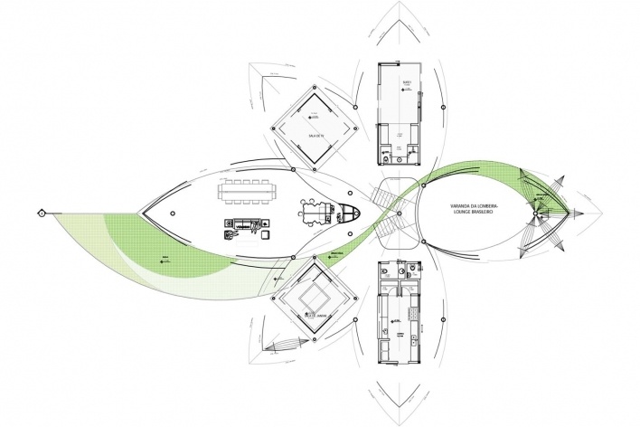 Casa Folha, planta térreo, Angra dos Reis RJ. Mareines + Patalano Arquitetura, 2008<br />Desenho Mareines + Patalano Arquitetura 