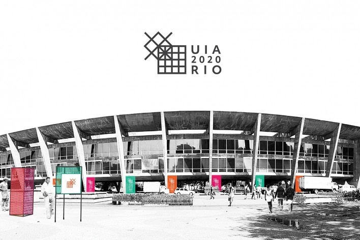 Concurso nacional para a marca do UIA Rio, segundo lugar. Maria Cau Levy e Sergio Berkenbrock / Goma Oficina