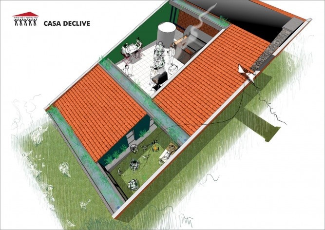 Casa declive. “Todos sob o mesmo teto” – casas escalonadas. 1º. Lugar Concurso Público Nacional de Arquitetura para Novas Tipologias de Habitação de Interesse Social Sustentáveis<br />Autores do projeto  [equipe vencedora]