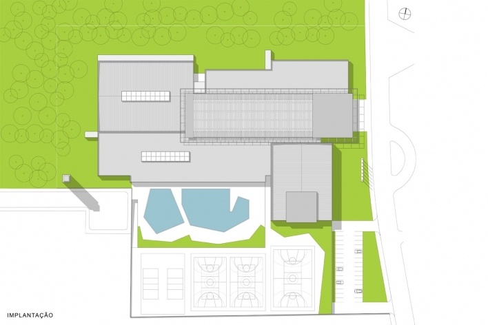 Concurso de Propostas Arquitetônicas para o futuro SESC Guarulhos, 1º lugar, implantação. Arquitetos Renato Dal Pian e Lilian Dal Pian<br />Desenho do escritório 