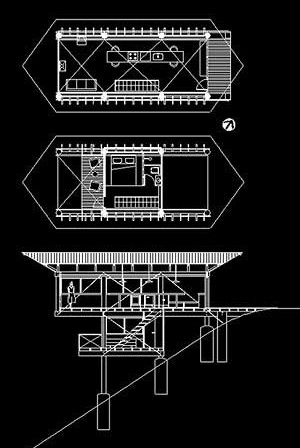 Planta do Térreo, Planta Suíte e Corte transversal<br />Imagem dos autores do projeto 