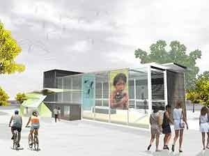 Vista externa – Espaço Energia e Vida Sustentável
  	  	 <br />Imagem dos autores do projeto 