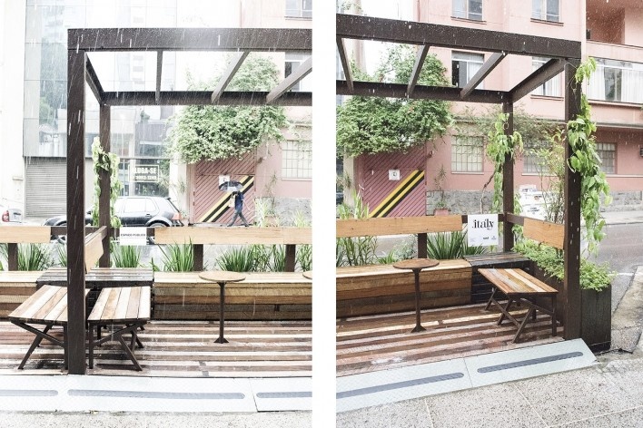 Parklet Oscar Freite, São Paulo, 2015, arquiteto Homã Alvico<br />Foto divulgação 