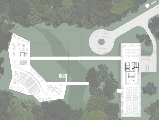 Alojamento em Campos do Jordão, planta nível 14.50, Campos do Jordão. MMBB Arquitetos, 2009<br />Desenho escritório 