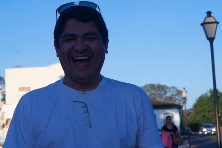 “Selfie” do Prof. Wilton Medeiros que orientou a visita a Pirenópolis<br />Foto Fabio Lima 