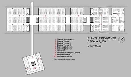 Planta do primeiro pavimento - cota 1040,50<br />Imagem dos autores do projeto 