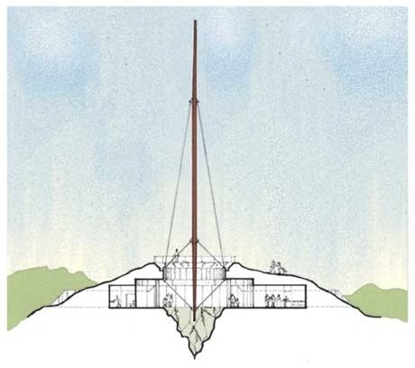 Corte longitudinal do Monumento em Porongos<br />Imagem dos autores do projeto 