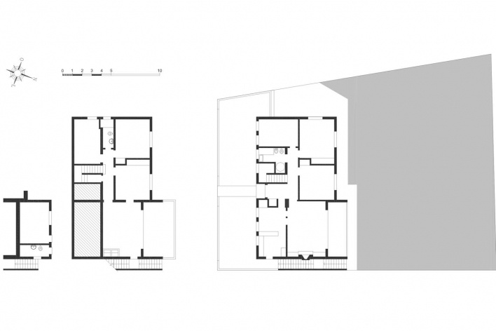 Casa Fabio Calabi, plantas, São Paulo, 1945-46. Arquiteto Daniele Calabi<br />Desenho dos autores 