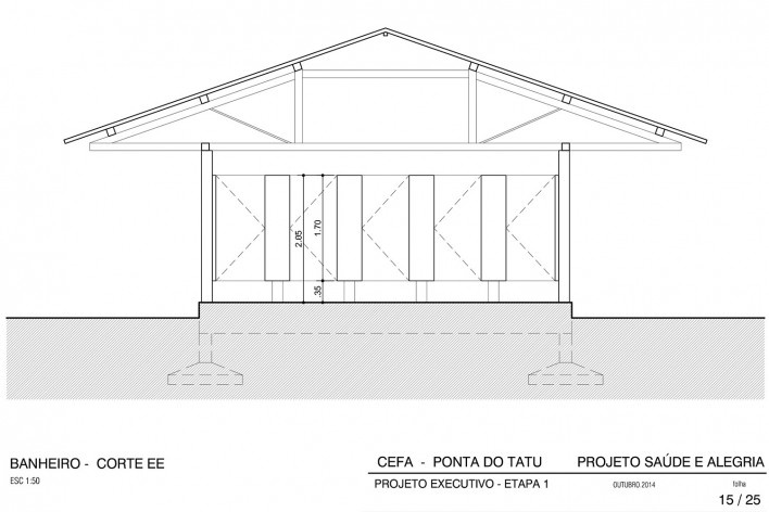 Centro Experimental Floresta Ativa - CEFA, corte do banheiro do alojamento, RESEX Tapajó-Arapiuns PA. Arquiteta Cristina Xavier<br />Imagem divulgação 