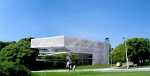 Inserção da maquete no terreno<br />Imagem dos autores do projeto 