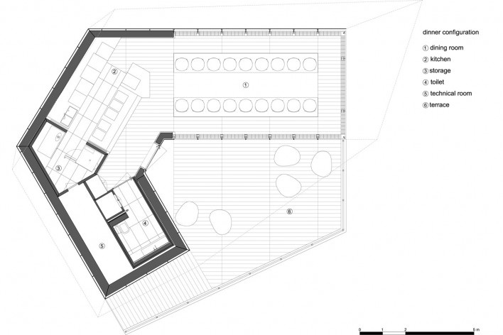 Plan, dinner configuration. The Cube, Park Associati. Brussels, 2011<br />image release 