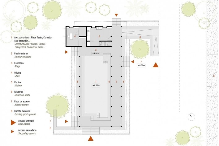 Casa Grande Atyaro Pankotsi, planta baja, Río Tambo, Junín, Perú, 2019. Arquitectos Marta Maccaglia, Raúl Arancibia, Auriane Bonnault, Samanta Sinistri, Helmer Carrión, Emilio Santos Pérez, Carlos Barreda/Asociación Semillas para el Desarrollo Sostenible<br />Imagen divulgacíon  [Asociación Semillas para el Desarrollo Sostenible]