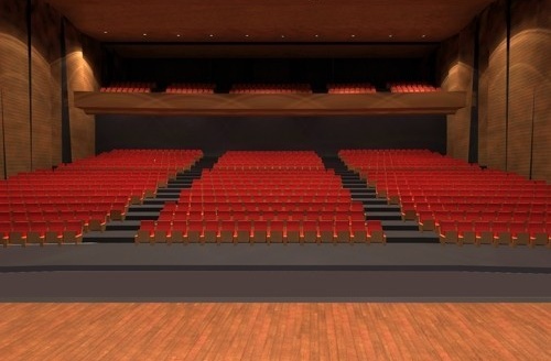 Vista do palco para o fundo do teatro<br />Imagem do autor do projeto 