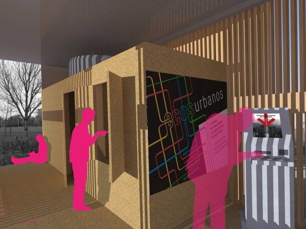 Projeto de quiosque para parques públicos de São Paulo, vista interna, Beni Goltsman Barzellai, Guilherme de Barcellos Lozinsky, Mariana Magalhães Costa e Patricia Tinoco. 1º. prêmio categoria estudantes, 2009.