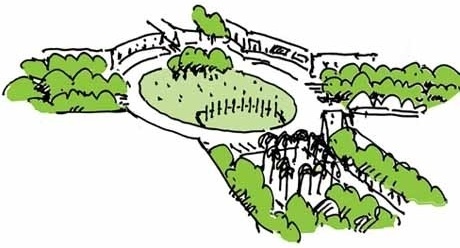 Croqui da Praça das Bandeiras<br />Imagem dos autores do projeto 