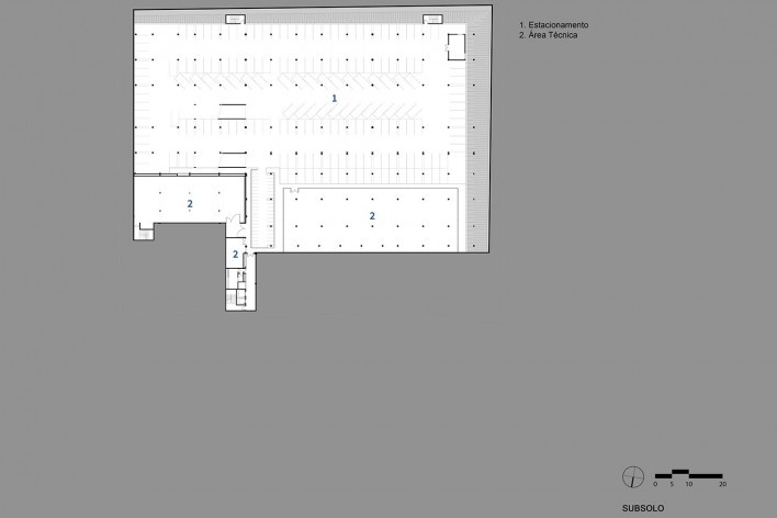 Sesc Guarulhos, planta subsolo, Guarulhos, 2019. Arquitetos Lilian Dal Pian e Renato Dal Pian / Dal Pian Arquitetos<br />Imagem divulgação  [Acervo Dal Pian Arquitetos]