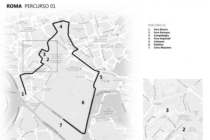 Roma, percurso 1<br />Mapa de viagem 