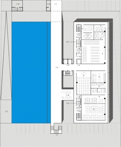 Planta nível 204.00<br />Desenho do escritório 