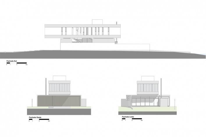House TR1215, South, West and East elevation, Porto Alegre RS Brasil, 2019. Architects Diego Brasil and Anderson Calvi / BR3 Arquitetos<br />Imagem divulgação/disclosure image  [BR3 Arquitetos]