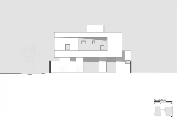 Casa 2V, elevação Norte, Porto Alegre RS Brasil, 2013. Arquitetos Diego Brasil e Anderson Calvi / BR3 Arquitetos<br />Imagem divulgação  [BR3 Arquitetos]