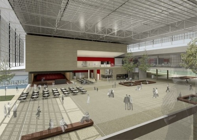 Boulevard cultural - vista foyer teatro 2 e black box<br />Imagem do autor do projeto 
