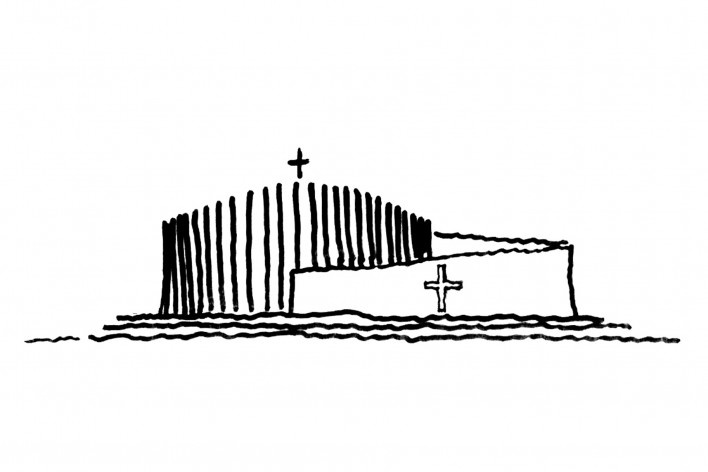 Igreja Protestante de Luoyuan, elevação sul.<br />Dirk U. Moench 