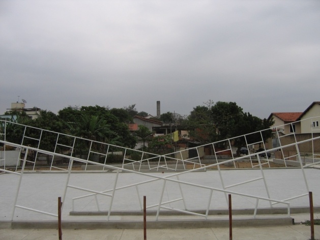 Vista da quadra em construção<br />Imagem dos autores do projeto 