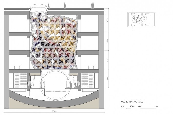 Clichy – Montfermeil Metro Station, transversal section, Paris, first prize, Miralles Tagliabue EMBT<br />divulgación / divulgation 