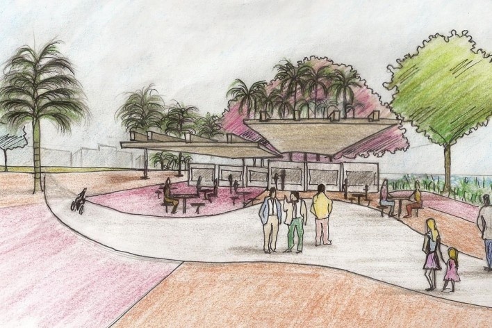Praça da Liberdade - Releitura, perspectiva da área de alimentação, Escritório Dias Lagoa.
