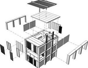 Perspectiva explodida<br />Imagem dos autores do projeto 