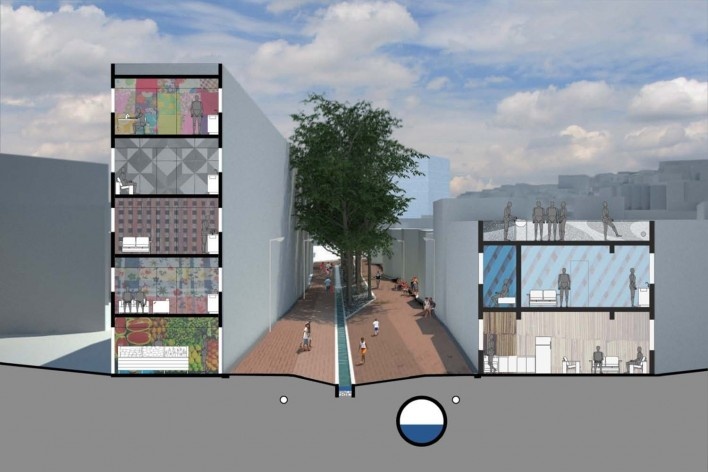 Corte. Projeto Urbano do Córrego do Antonico - MMBB Arquitetos. São Paulo, 2009<br />divulgação 