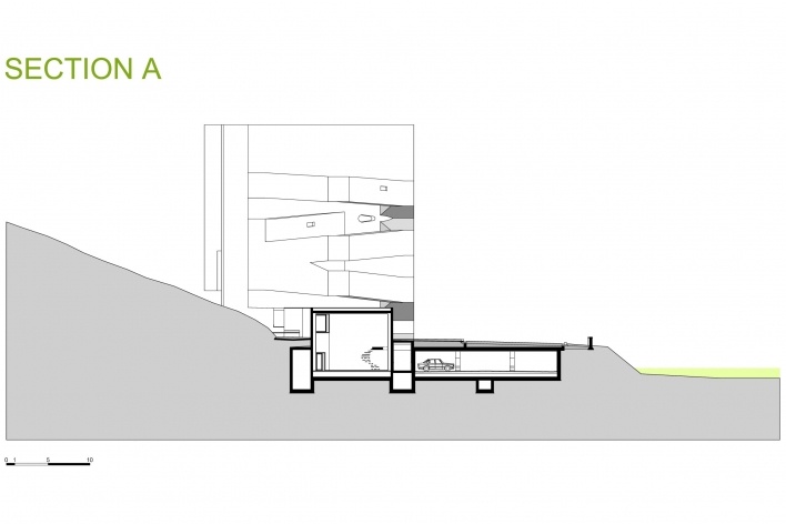 Sede da Fundação Iberê Camargo, corte A. Arquiteto Álvaro Siza, 2008<br />Desenho escritório 