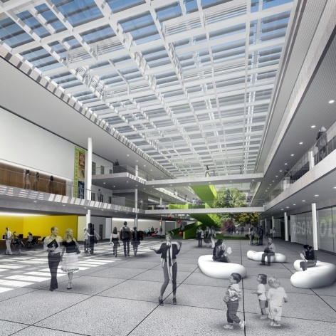 Concurso de Propostas Arquitetônicas para o futuro SESC Guarulhos, 1º lugar. Arquitetos Renato Dal Pian e Lilian Dal Pian<br />Desenho do escritório 