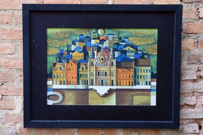 Pintura no salão dos escritórios Grupo Carlos Lyra, arquitetas Humberta Farias e Lyra Farias Mafra, Maceió, 2013<br />Autor desconhecido 