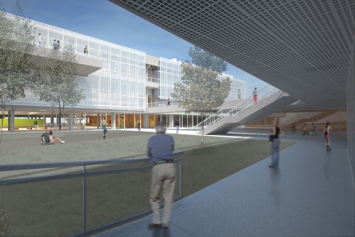 Concurso de Propostas Arquitetônicas para o futuro SESC Guarulhos, 8º lugar. Andrade Morettin Arquitetos<br />Desenho equipe 