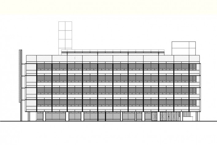 Aflalo & Gasperini Arquitetos, Parque da Juventude, Edifício institucional. Elevação 