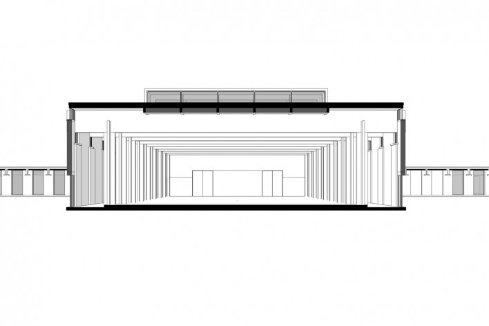 Saint Catherine’s College, corte transversal do refeitório, Oxford, Inglaterra, 1959-1964, arquiteto Arne Jacobsen<br />Modelo tridimensional de Edson Mahfuz e Ana Karina Christ 