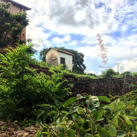 Vista dos edifícios e da vegetação rasteira na Fazenda Ipanema em Iperó SP<br />Foto Bianca Siqueira Martins Domingos 