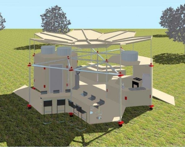 Projeto de quiosque para parques públicos de São Paulo.Perspectiva. Glaucia Castedo Silveira, Guilherme Sanches Rodrigues de Oliveira, Isabela Lopes Ferreira Leite, Pedro Dias Martarello, Priscila de Almeida Gavião. Menção honrosa categoria estudantes, 20