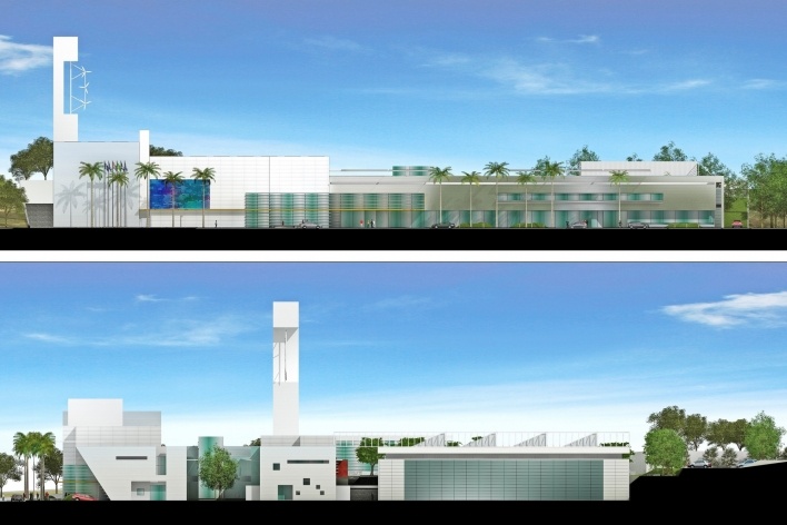 Concurso de Propostas Arquitetônicas para o futuro SESC Guarulhos, elevações, 9º lugar. Batagliesi Arquitetos + Designers<br />Desenho dos autores 