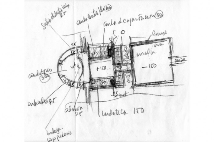 Centro Cultural de Moravia, Medellín, croquis del arquitecto [Fundación Rogelio Salmona]
