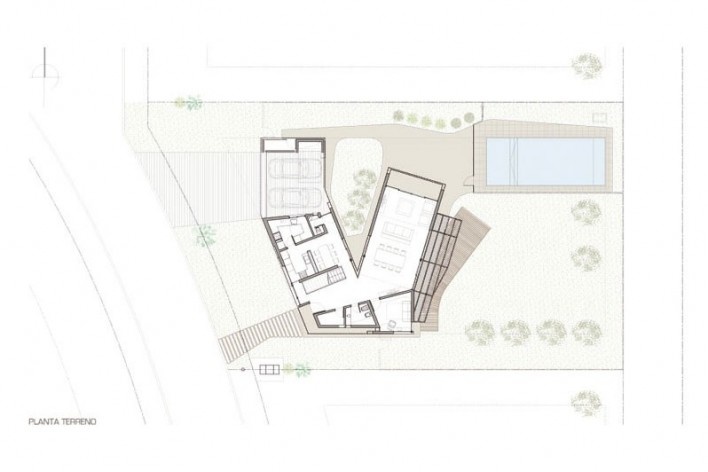 Planta Terreno. Casa V, 2011. I + GC [arquitectura]. Funes, Argentina<br />divulgação 