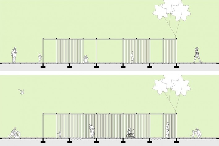 Readequação do Parque Municipal Raul Seixas, corte longitudinal: labirinto lúdico, São Paulo SP Brasil, 2019. Secretaria do Verde e Meio Ambiente – Departamento de Implantação, Projetos e Obras/ Secretaria Municipal da Pessoa com Deficiência<br />Imagem divulgação  [SVMA/ SMPED]