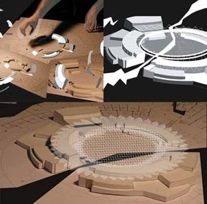 Intervenções sobre fotos da maquete<br />Imagem dos autores do projeto 
