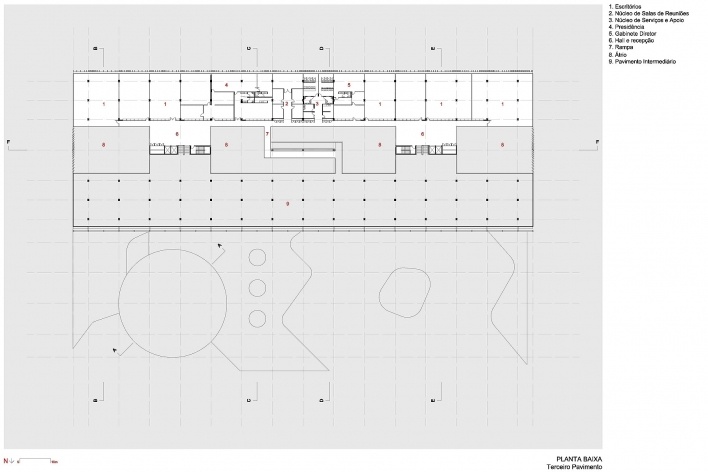 FHE – Fundação Habitacional do Exército, planta terceiro pavimento. Escritório MGS – Macedo, Gomes & Sobreira<br />Desenho dos autores 