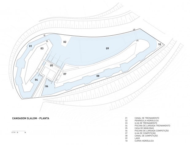 Parque Radical, planta canoagem slalom, Parque Olímpico de Deodoro, Rio de Janeiro, RJ, Escritório Vigliecca & Associados<br />Imagem divulgação 