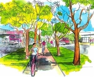 Perspectiva da ciclovia<br />Autores do projeto 