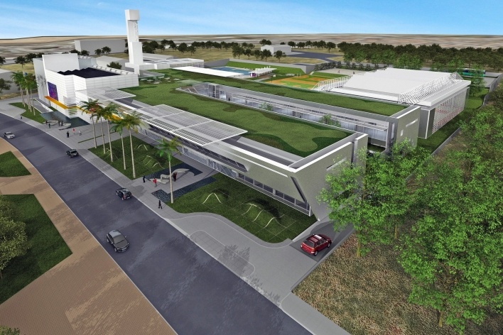 Concurso de Propostas Arquitetônicas para o futuro SESC Guarulhos, 9º lugar. Batagliesi Arquitetos + Designers<br />Desenho autores 