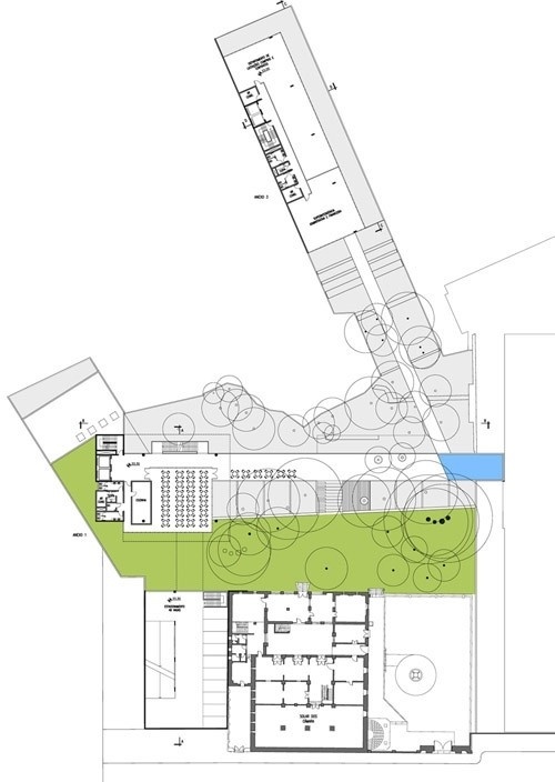 Planta do nível de articulação entre os blocos<br />Imagem da equipe 