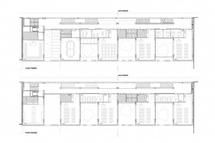 CEIP Ferrer i Guardia, plantas primeiro e segundo pavimentos, Granollers. Arq. Jordi Badia, 2006<br />Studio BAAS 